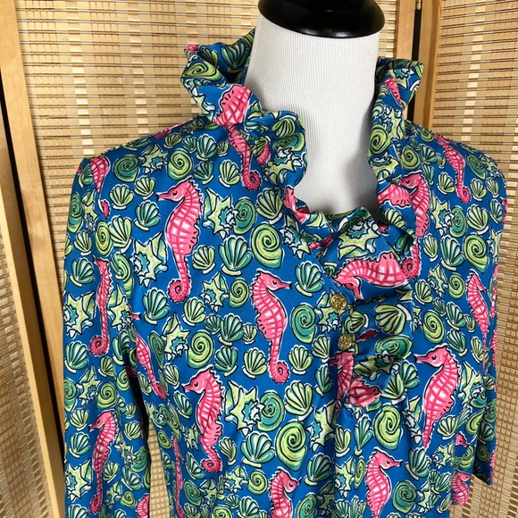 Simply Southern Seahorse Seashell Ruffle Dress - Picture 1 of 9